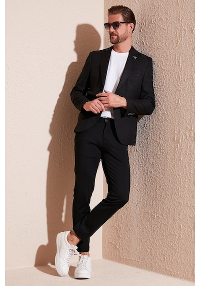 Buratti Slim Fit Tek Yırtmaçlı Düğmeli Blazer Erkek Ceket 2163763 Siyah Buratti Slim Fit Tek Yırtmaçlı Düğmeli Blazer Erkek Ceket 2163763 Siyah