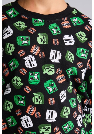 Defacto Minecraft Lisanslı Baskılı 2li Pijama Takımı Erkek Çocuk I3437a826wnbk81 Siyah-bk81
