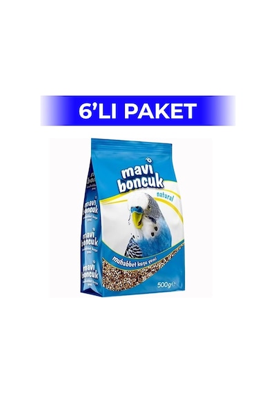 Mavi Boncuk Natural Kabuklu Muhabbet Kuşu Yemi 500 Gr 6 Adet