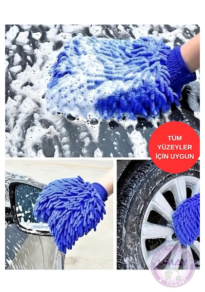 Mikrofiber Şönil Oto Yıkama Temizlik Eldiveni Emici Makarna Bez Araç Temizlik Eldiveni 1 Adet