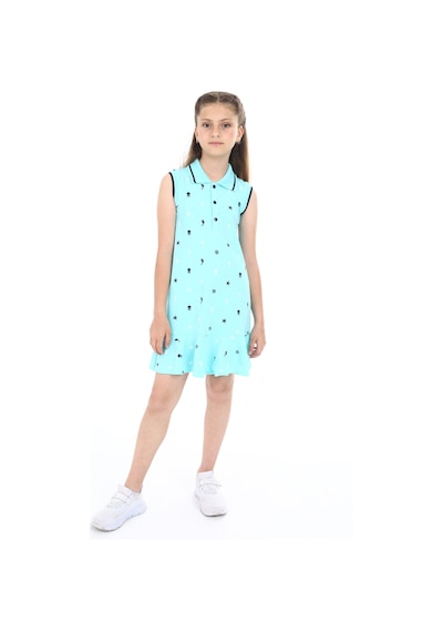 Toontoy Kız Çocuk Baskılı Elbise Su Yeşili