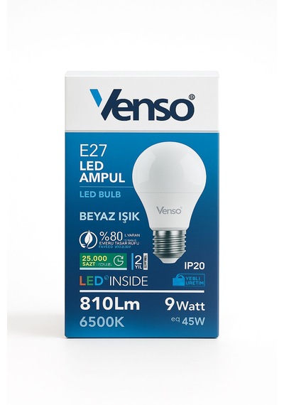 Venso E27 Led Ampul 9w 810 Lümen 6500k Beyaz Işık 1