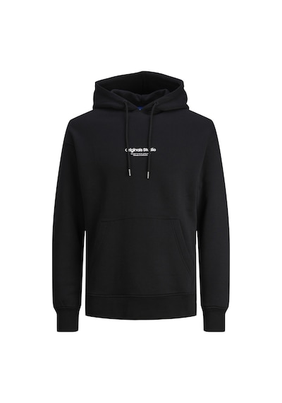 Jack & Jones Logo Baskili Sweatshirt - Büyük Beden 12244912 Black Koyu Siyah