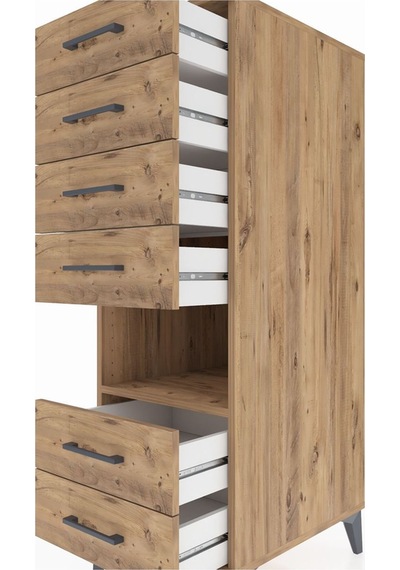Kronos Dolap Tek Raflı 6 Çekmeceli 44x59x134 Çam-çam Atlas Çam