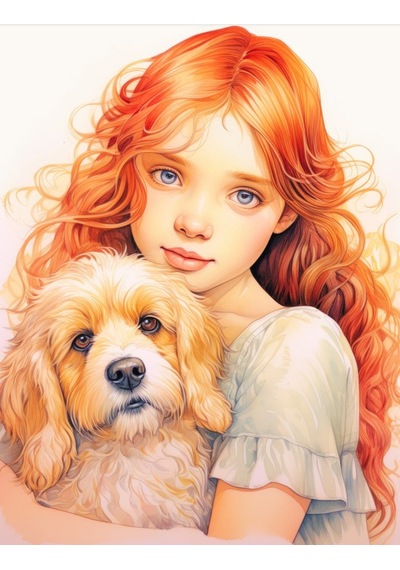 Anime Güzel Kız İle Köpeği Boyama Kitabı 100 Tam Sayfa
