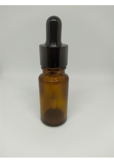 10Ml Cam Amber Şişe İnce Cam Damlalıklı Siyah Metal Kapak(10 Ad.)