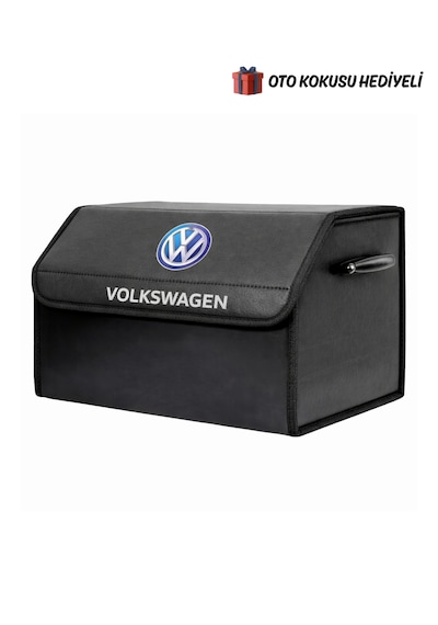 Volkswagen Marka Logolu Oto Bagaj Organizer Çanta Oto Bagaj Çantası 2 Bölmeli Suni Deri Boyutlar : 48 Cm X 31 Cm X 29 Cm