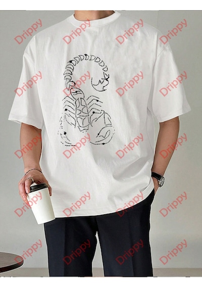 Flood Of Style Unisex Akrep Baskılı Tshirt Beyaz