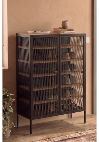 Orion Çok Amaçlı Metal Ayakkabılık - Antre Dolabı 81x120 Cm Siyah