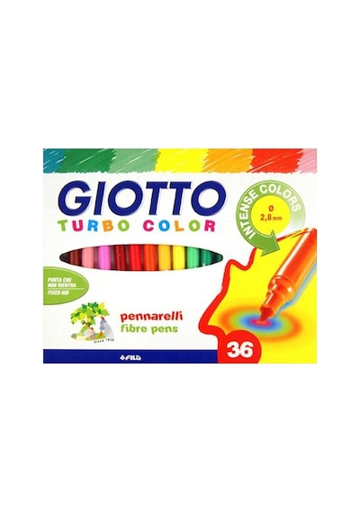 Giotto Turbo Color 36'lı Keçeli Kalem Kutu Su Bazlı Mürekkep İle Uzun Süre Dayanıklı
