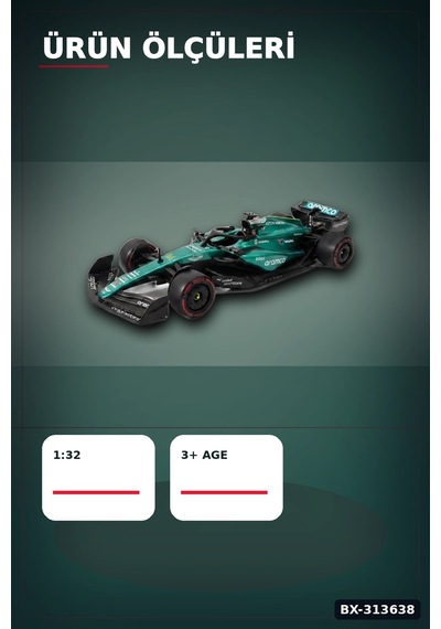 1:32 Aston Martin F1 Metal Diecast Model Araba - Çek Bırak Oyuncak, Koleksiyon Bx-313638