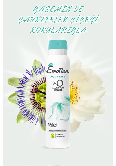 Aqua Kiss Kadın Vegan Deodorant 3x150 ML Hızlı Kurur, Leke Bırakmaz