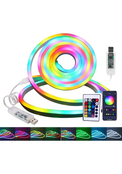 3 Metre Rgb Akıllı Neon Led Şerit Işık Telefon Ve Kumanda Kontrollü Ambiyans Aydınlatma Sarı