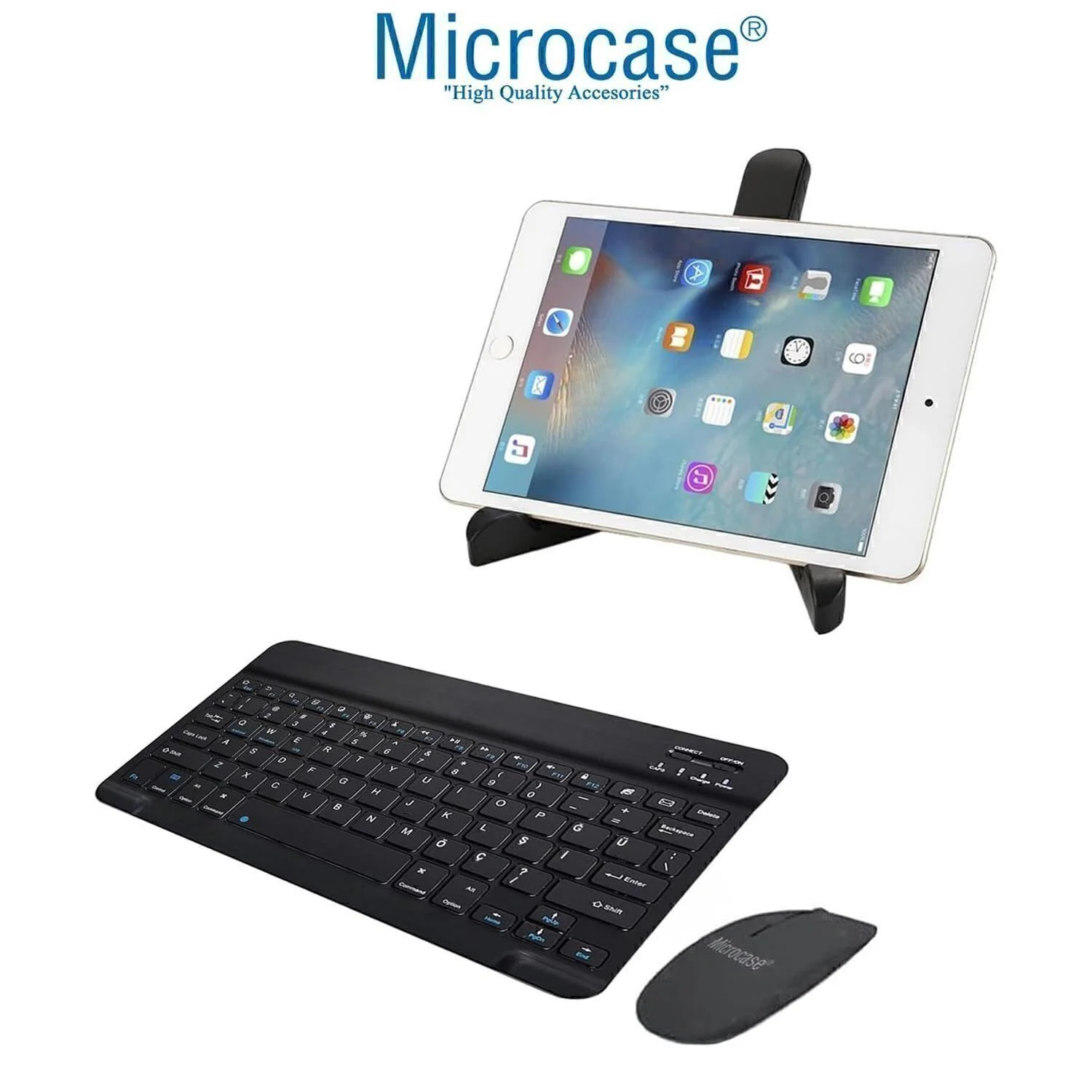 Microcase Samsung Active 4 Pro / Active 5 Pro 10.1'' Tablet Uyumlu Tablet Çanta+türkçe Bluetooth Klavye +mouse+ Standı Al4383 Lacivert Diğer