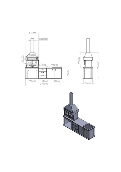 Fırınlı Tezgahlı Barbekü 2.4m Diğer