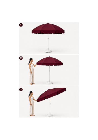 Bordo Plaj Şemsiyesi 200 Cm Çap /10 Telli, Polyester Kumaş Bordo