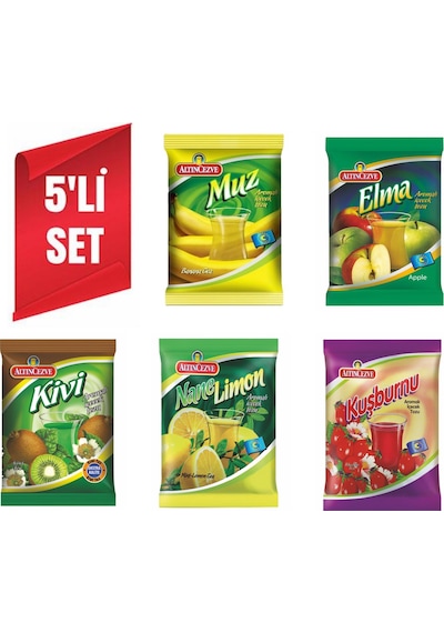 Altıncezve Muz + Elma + Kivi + Nane Limon + Kuşburnu Oralet 5 x 250 G