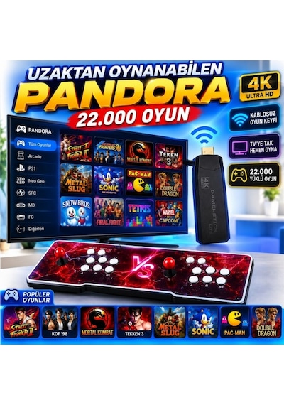 ScHitec 4KHD 3D Gamebox Arcade Pandora 21.000 Oyunlu Uzaktan Oynanabilir TV Konsolu