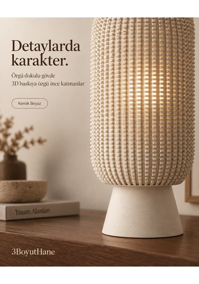 Modern Dekoratif Masa Lambası Salon Ve Yatak Odası İçin Abajur, 10 Renk Seçeneği, E14 Led Uyumlu Krem
