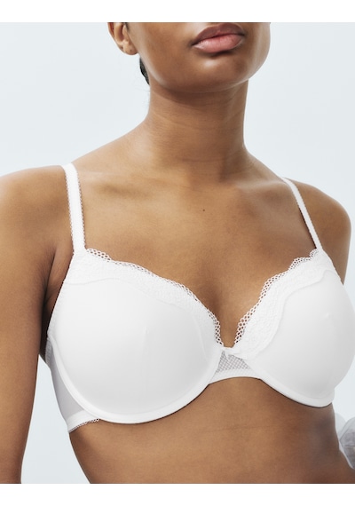 Marks & Spencer Jasmine Dantel Detaylı Balenli Demi Cup Sütyen T33002403 Beyaz