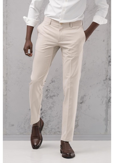 Notra Slimfit Pamuklu Full Likralı Esnek Yazlık Kumaş Pantolon Krem
