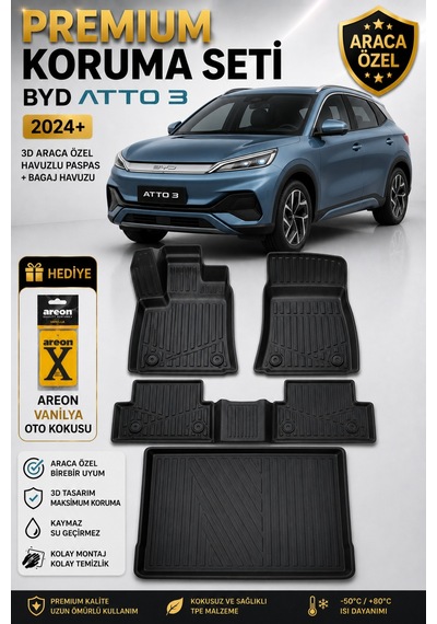 Byd Atto 3 2025 Model Uyumlu 3d Araca Özel Havuzlu Paspas+bagaj Havuzu Birebir Uyum