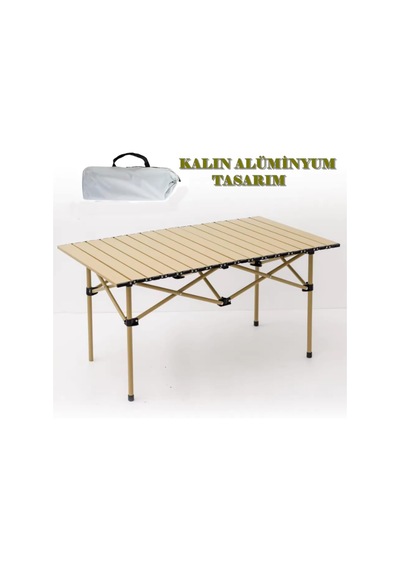 Büyük Boy Gold Full Alüminyum Katlanır Kamp Masası Piknik Seti Çanta Tipi Balkon Bahçe Mutfak Masası Genel