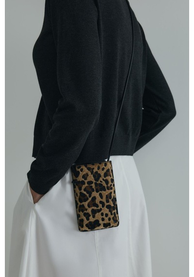 Suud Collection Kahverengi Mia Leopar Telefon Çantası