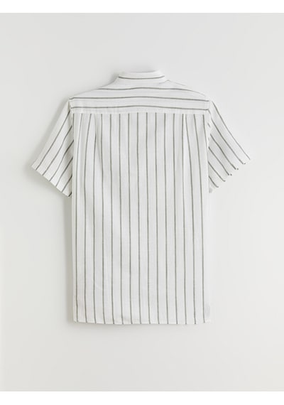 Lcwaıkıkı Classic Haki Regular Fit Çizgili Erkek Gömlek
