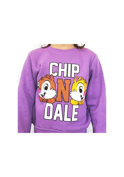 Chıp One Dale Baskılı Kız Çocuk Sweatshirt Mor