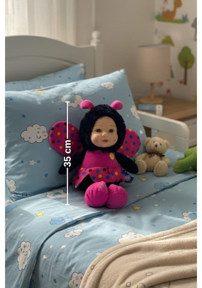 Sevimli Bebek Yüzlü Arı Peluş Oyuncak Arı Kostümlü Bebek 25 Cm - Yumuşak Uyku Arkadaşı Hediyelik Pembe
