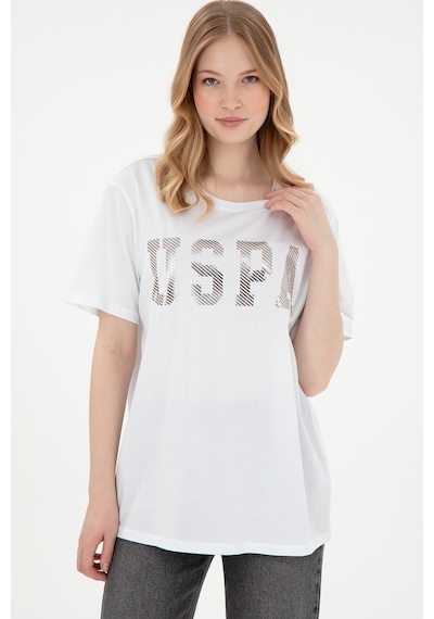 U.S. Polo Assn. Kadın Beyaz Bisiklet Yaka Basic Tişört 50300850-VR013