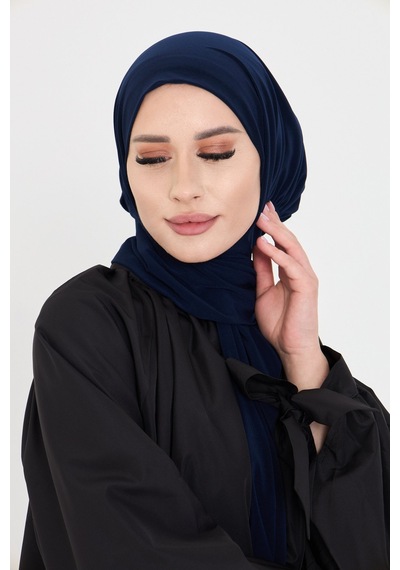 Hürrem Bone Lacivert Pratik Hazır Geçmeli Tesettür Bone Sandy Boyunluklu Çıtçıtlı 2505 02 Lacivert