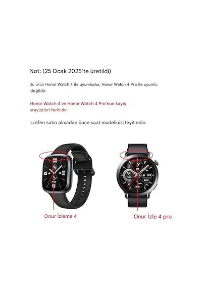 Honor Watch 4 Kordon Spor Silikon Kordon Mix