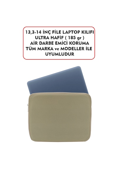 Macbook Air Pro 13 & 13.3-14 inç File Laptop Kılıfı 185 gr Tüm Marka ve Modeller İle Uyumludur Vizon