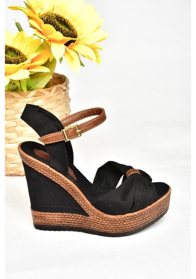 Fox Shoes Siyah Kadın Dolgu Topuklu Ayakkabı 9674071005 Siyah