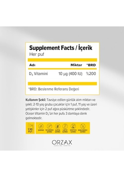Vitamin D3 Takviyesi, 400 Iu, 20 Ml Oral Sprey