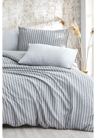 BonjardinHome Soft Keten Nevresim Takımı Çift Kişilik Gri