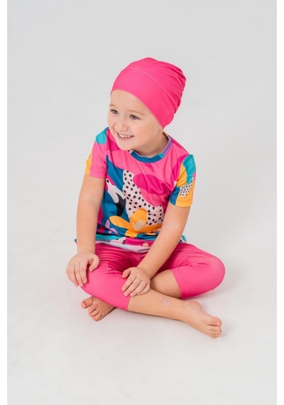 Birolgaye Adasea 251911 Sterli Pembe Kısa Kol Çocuk Tesettür Mayo Pembe