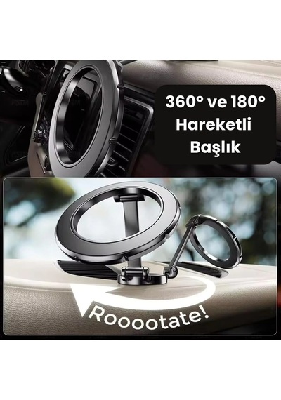 Miaxtreme T-83 Manyetik Araç Telefon Tutucu - 360 Derece Döner, Magsafe Uyumluluğu Var