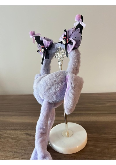 Kuromi Kadın/kız Hareketli Ve Sesli Peluş Kulaklık Lila