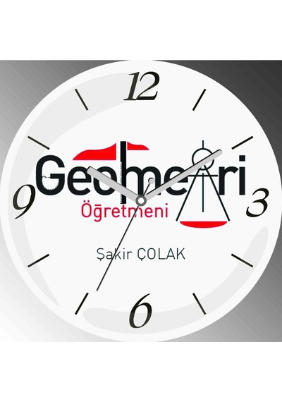 Kişye Özel Geometri Öğretmeni Çap 30cm Sessiz Akar Bombeli Gerçek Cam Duvar Saati Çok Renkli
