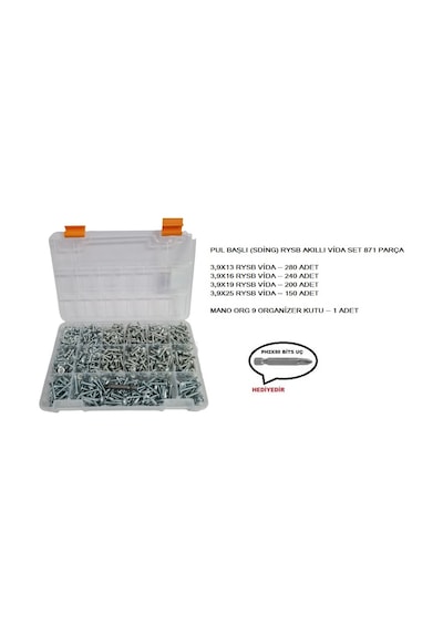 Pul Başlı (Sding) Rysb Akıllı Vida Set 871 Adet