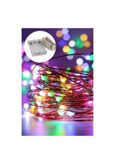 3mt Peri Rgb 30 Led Pilli Noel Parti Yılbaşı Ağaç Dekoratif Aydınlatma Lambası Animasyonlu Süsleme RGB