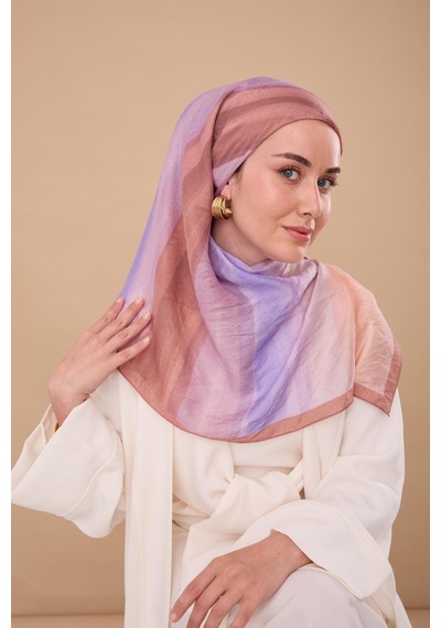 Silk Home Olinda İpek Eşarp 47005-04 Pudra Vizon, Pudra, Lila, Yavruağzı, Mor