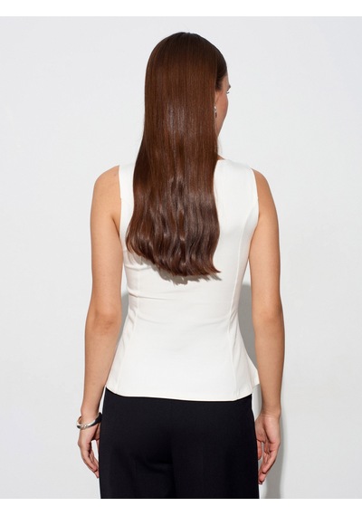 Dilvin 21001 Kayık Yaka Peplum Top-ekru