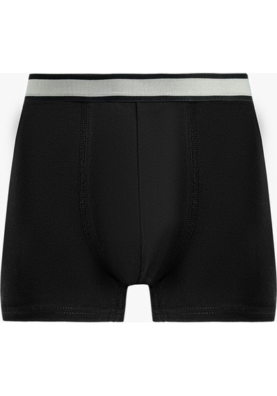 Koton Çizgili Lastikli Pamuklu 3 Lü Boxer Seti Siyah 7wlm90028mk
