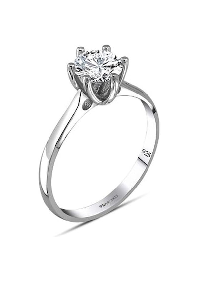 925 Ayar Swarovski Zirconia Taşlı Tektaş Sade Model Kadın Yüzük Gümüş