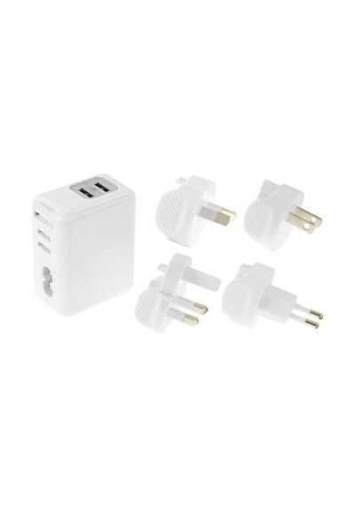 Haweel Universal Seyahat Şarj Adeptör Apple Uyumlu iPhone Ve 1 Mikro Usb Şarj-Beyaz