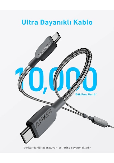 Anker 140w 2-in-1 Usb-c To Usb-c Şarj Kablosu Siyah